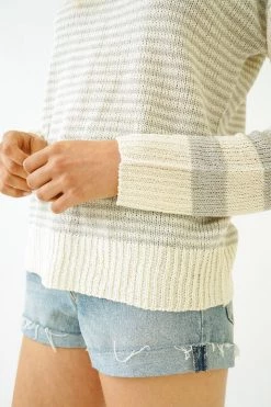 Mystree Women's Summer Stripe Sweater - Grey