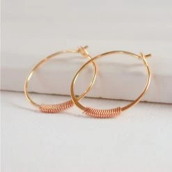Linda Trent Jewelry Silver With Gold Wrap Embellished Petite Hoop Earrings