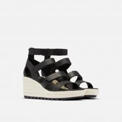 Sorel Women's Footwear Cameron Wedge Multi Strap - Black/Chalk