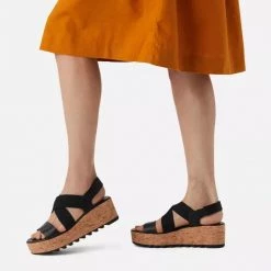 Sorel Cameron Flatform Slingback - Black Women's Footwear