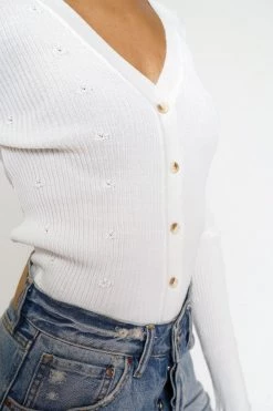 Mystree Flower Weave Button Cardigan