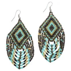 Bamboo Trading Co Gold + Turquoise Beaded Earrings