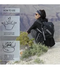 Geckobrands Lightweight 30L Waterproof Backpack - Black/Grey Travel Bags, Totes & Packs