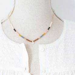 Nest Pretty Things Dainty Moonstone + Blush Necklace - 15"