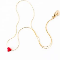 Nest Pretty Things Tiny Red Heart Gold Filled Necklace - 15"