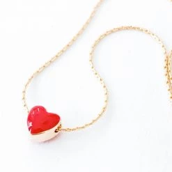 Nest Pretty Things Tiny Red Heart Gold Filled Necklace - 15"