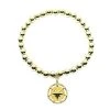 Athena Designs True North Compass Charm Gold Beaded Stretch Bracelet 5MM Jewelry