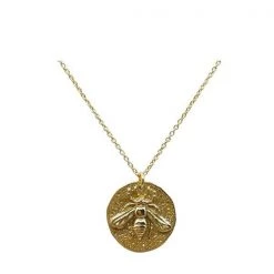 Athena Designs Bee In Gold Disk On 14kt Gold Fill Chain Necklace