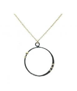 Athena Designs Jewelry Mixed Metal Open Circle Necklace On Gold Chain