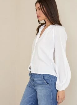 Bella Dahl Women's Shirred Raglan Long Sleeve Blouse