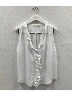 Dylan Washed White Lux Woven Sleeveless Blouse