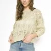 Mystree Sage Open Weave Crop Sweater Women's