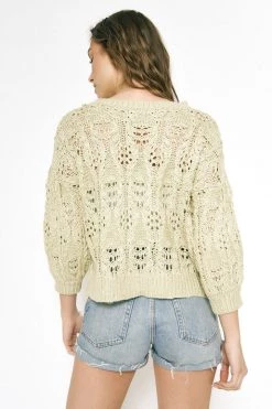 Mystree Sage Open Weave Crop Sweater Women's