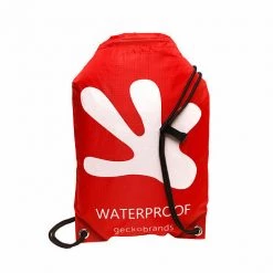 Geckobrands Waterproof Drawstring Backpack - Red / White Travel Bags, Totes & Packs