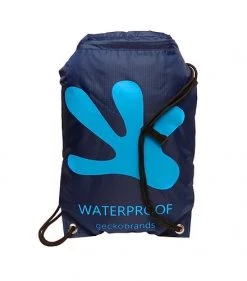 Geckobrands Waterproof Drawstring Backpack - Navy / Bright Blue Travel Bags, Totes & Packs