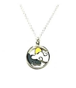 Athena Designs Jewelry Sterling Silver Nature Inspired Necklace: Cloud And Sun Charm