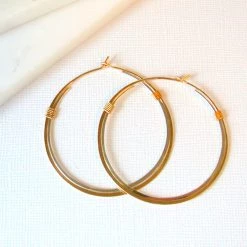 Linda Trent Jewelry Mixed Metal Double Round Hoop Earrings - Gold / Silver 1.5"