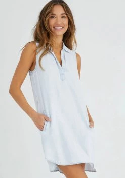 Bella Dahl Sleeveless A-Line Dress-Desert Sky Wash