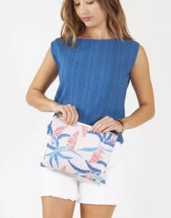 Carve Designs Parkside Reversible Wet / Dry Pouch - Aloe / Dash Stripe Women's Sale - 50% Off At Checkout