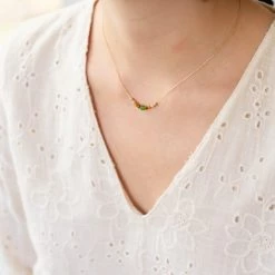 Nest Pretty Things Tiny Gold Filled Bead Necklace - Jade 14