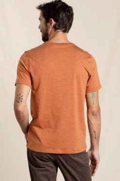 Toad & Co Men's Tempo Short Sleeve Crew Tee - Rust Stripe