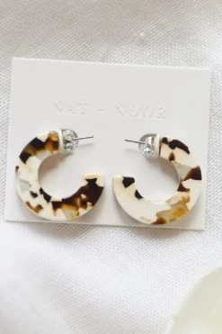 Nat And Noor Ray In Coco Cream Semi Hoop Earrings