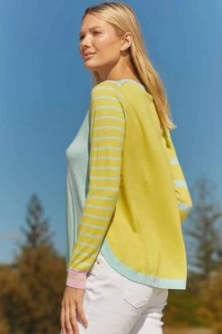 Zaket And Plover Stripe Play Sweater - Aqua Combo