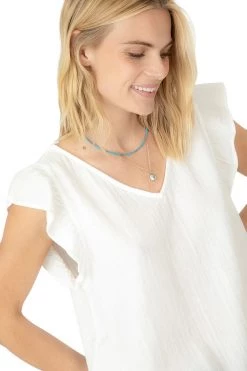 Women's Dylan Gauze Ruffle V Tee