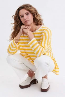 Mer Sea Catalina Slub Tee - Canary Yellow & White Stripes