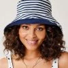 Carve Designs Reversible Bucket Hat - Navy / Navy Stripe Women's Hats + Scarves