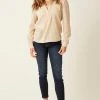 Carve Designs Dylan Gauze Shirt - Camel Mini Stripe Women's Sale - 50% Off At Checkout