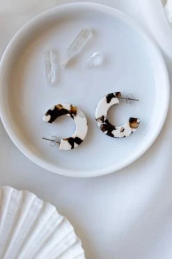 Nat And Noor Ray In Coco Cream Semi Hoop Earrings