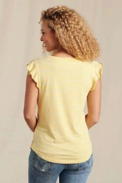 Toad & Co Women's Rufflita Tee - Lemon Stripe