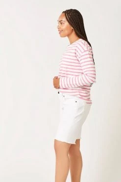 Carve Designs Women's Alexis Top - Cloud / Light Fuchsia Stripe