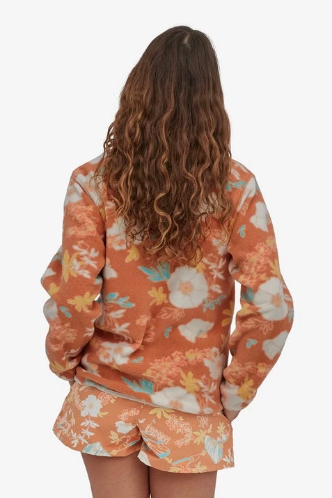 Patagonia W Lightweight Synchilla Snap-T Pullover-Flower Power Big: Toasted Peach Women's 5 Patagonia W Lightweight Synchilla Snap-T Pullover-Flower Power Big: Toasted Peach Women's