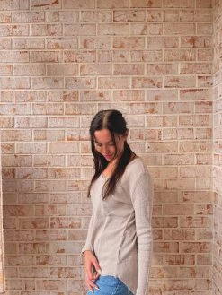 Dylan Slub Waffle Deep V-Shirt Tail Tee