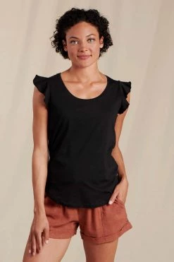 Toad & Co Women's Rufflita Tee - Black