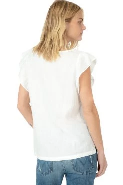 Women's Dylan Gauze Ruffle V Tee