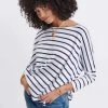 Mer Sea Catalina Slub Tee - White/Navy Stripes Women's