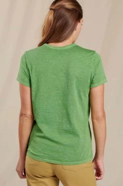 Toad & Co Primo Short Sleeve Embroidered Crew - Evergreen Women's