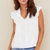 Bella Dahl Women's Sleeveless Smocked Ruffle Top - White 2 Bella Dahl Women's Sleeveless Smocked Ruffle Top - White