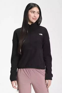 The North Face Women's TKA Glacier Crop Fleece Top - Black