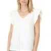 Women's Dylan Gauze Ruffle V Tee 1 Women's Dylan Gauze Ruffle V Tee