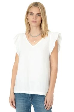 Women's Dylan Gauze Ruffle V Tee