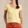 Toad & Co Women's Marley Short Sleeve V-Neck Tee - Lemon Stripe