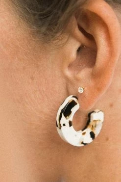 Nat And Noor Ray In Coco Cream Semi Hoop Earrings