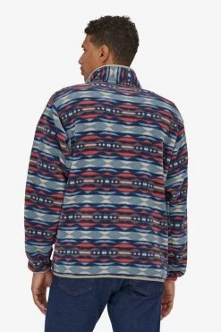 Men's Patagonia M LW Synchilla Snap-T Pullover- Coast Highway Multi Big: Sumac Red