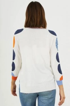 Zaket And Plover Women's Cotton & Cashmere Spotted Sleeve Sweater - White