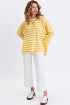 Mer Sea Catalina Slub Tee - Canary Yellow & White Stripes