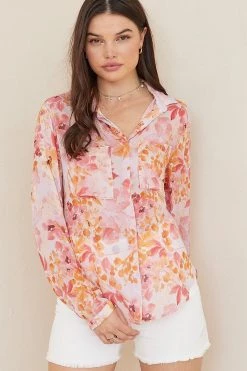 Bella Dahl Fiesta Floral Button Down Top Women's